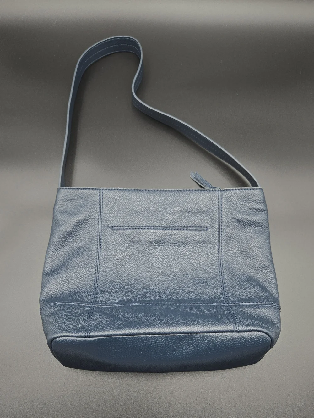 The Sak Navy Blue Pebbled Leather Shoulder Bag - Minimalist Hobo